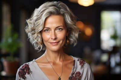 Cette coupe de cheveux pour une femme de 60 ans avec visage ovale est le choix préféré des stylistes
