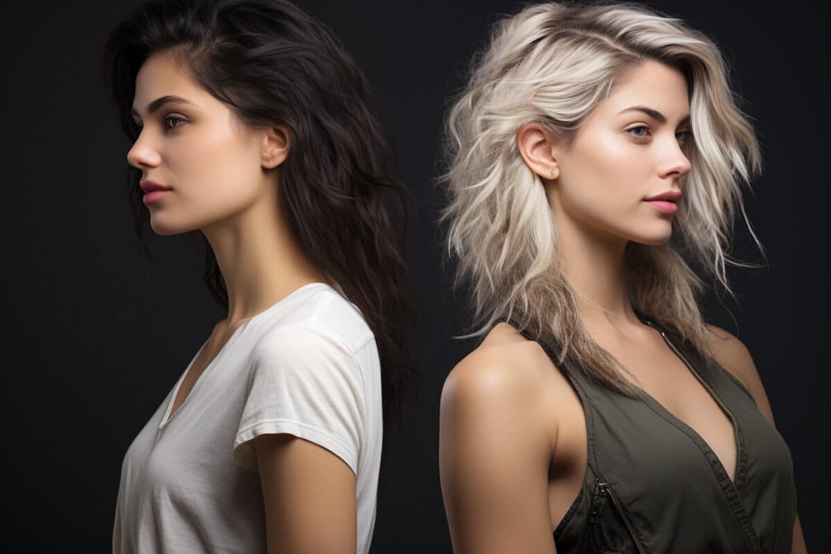 Changement radical avec la coupe de cheveux pour femme dégradé effilé mi-court : avant et après