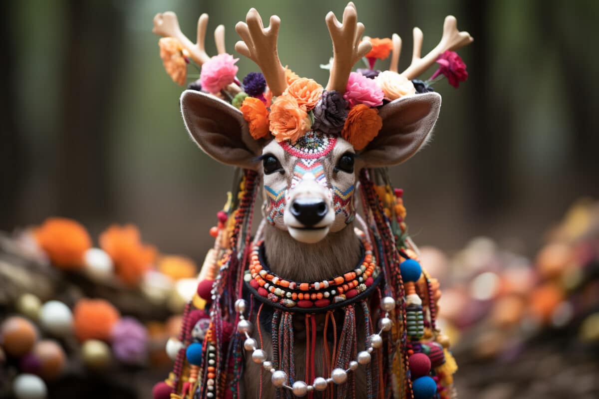 Décorez votre renne de Noël avec des pompons et autres accessoires