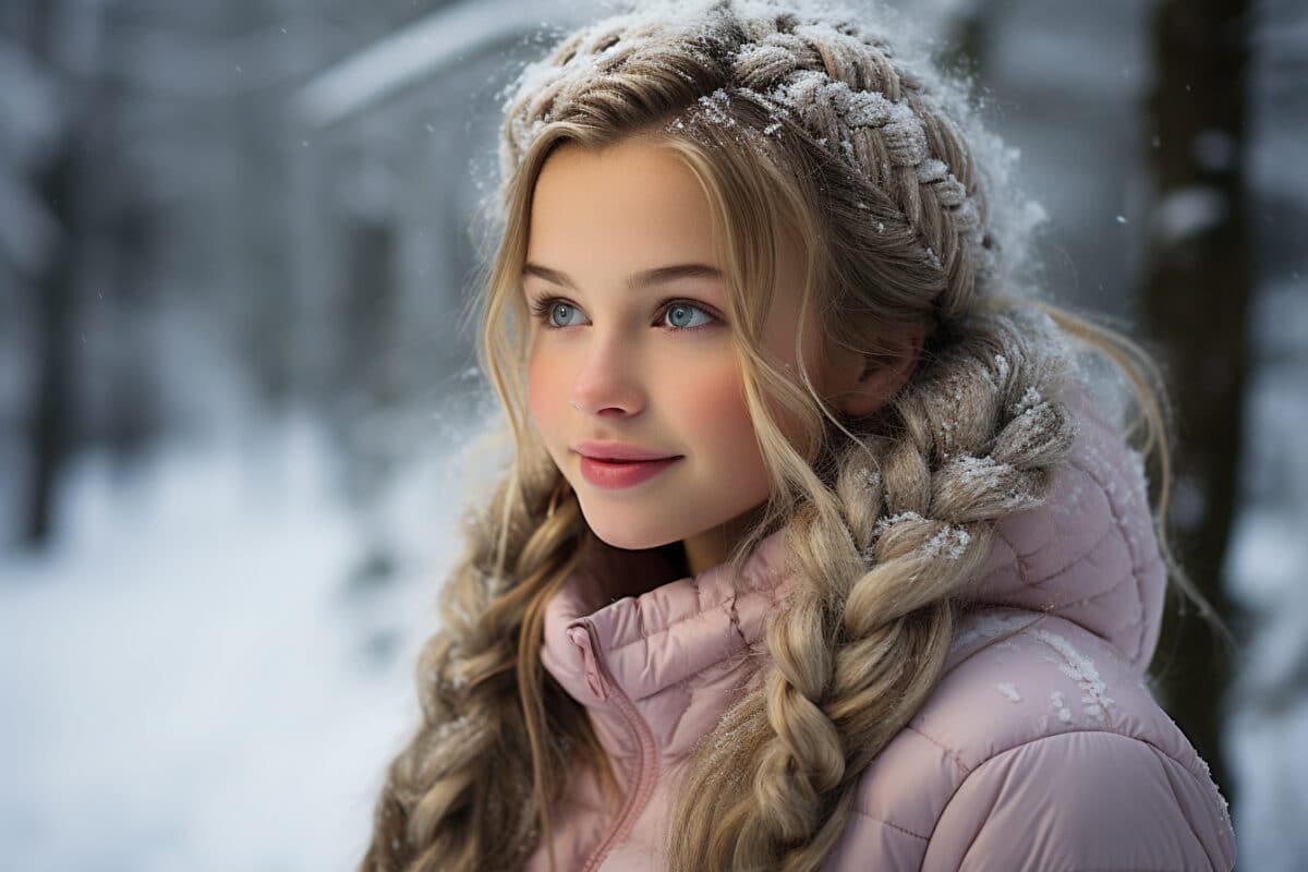 Douceur neigeuse : Tresse sophistiquée pour jeunes filles en quête de style