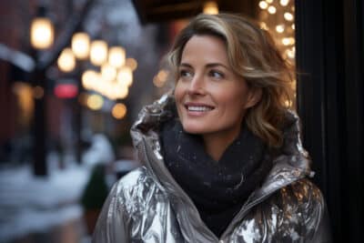 Glamour d’hiver : Un look brillant pour les dames actives de 40 ans