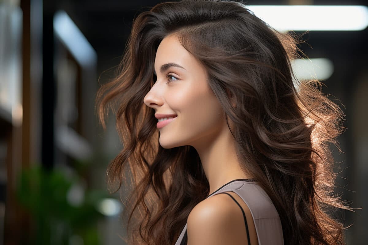 Le balayage brun noisette pour illuminer les cheveux naturellement