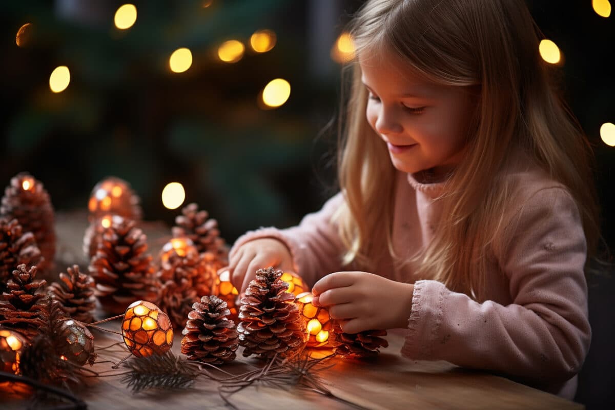 Sapins en pommes de pin : un atelier créatif convivial