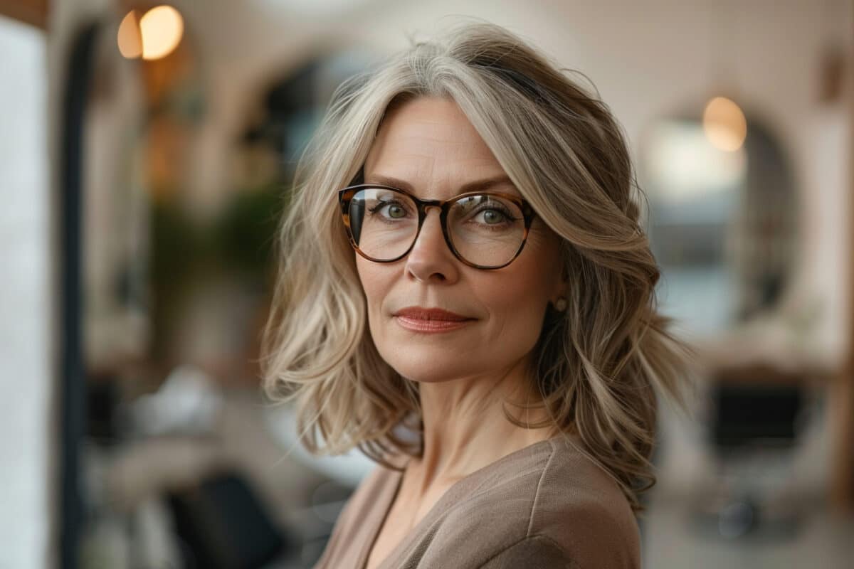 Coiffures avec lunettes : trouvez votre style à 50 ans