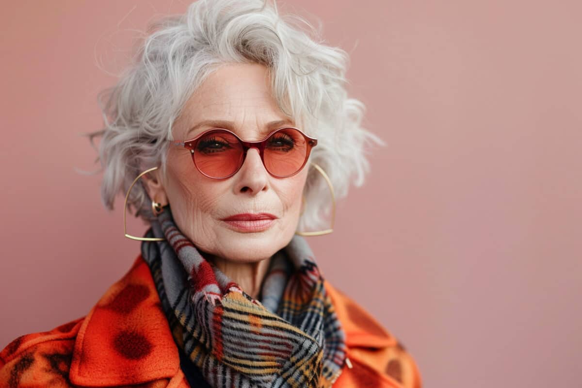 Coiffures chic pour femmes de 75 ans avec lunettes