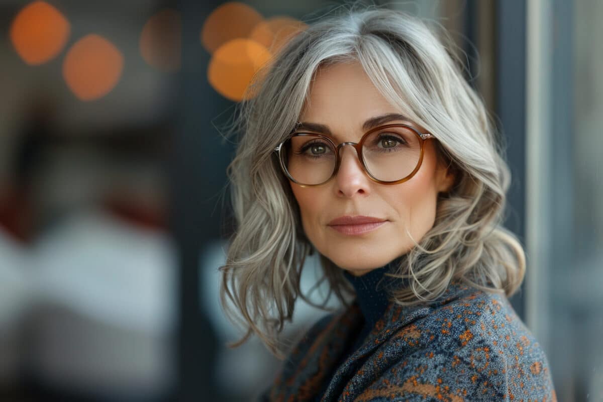 Élégance intemporelle : coupes de cheveux pour femmes de 45 ans avec lunettes