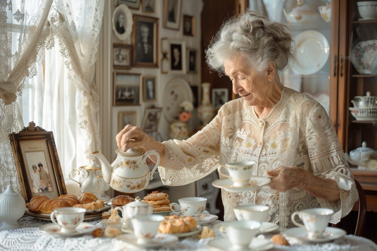 Grand-mère et le choix du thé pour accompagner ses pâtisseries : une tradition