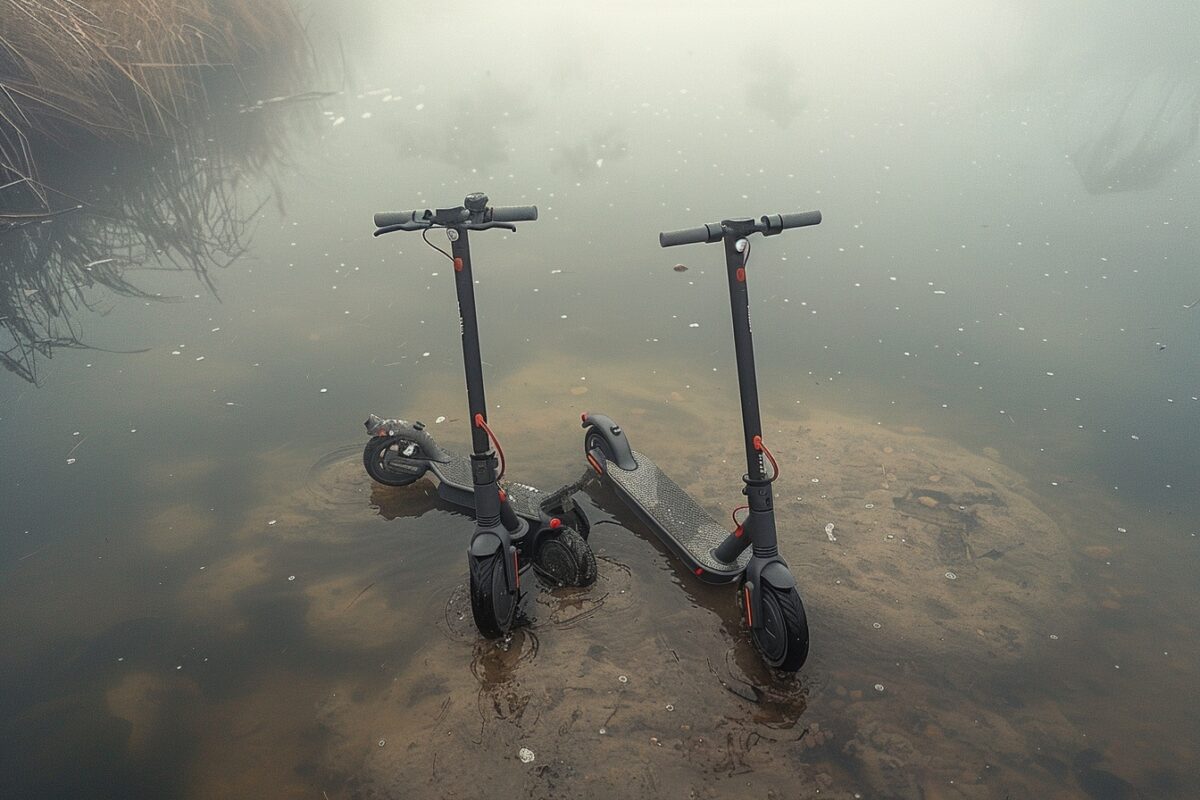 Découvrez l’étrange découverte lors d’une mission de nettoyage à l’Île de Thau : un scooter et des trottinettes au fond de l’étang!