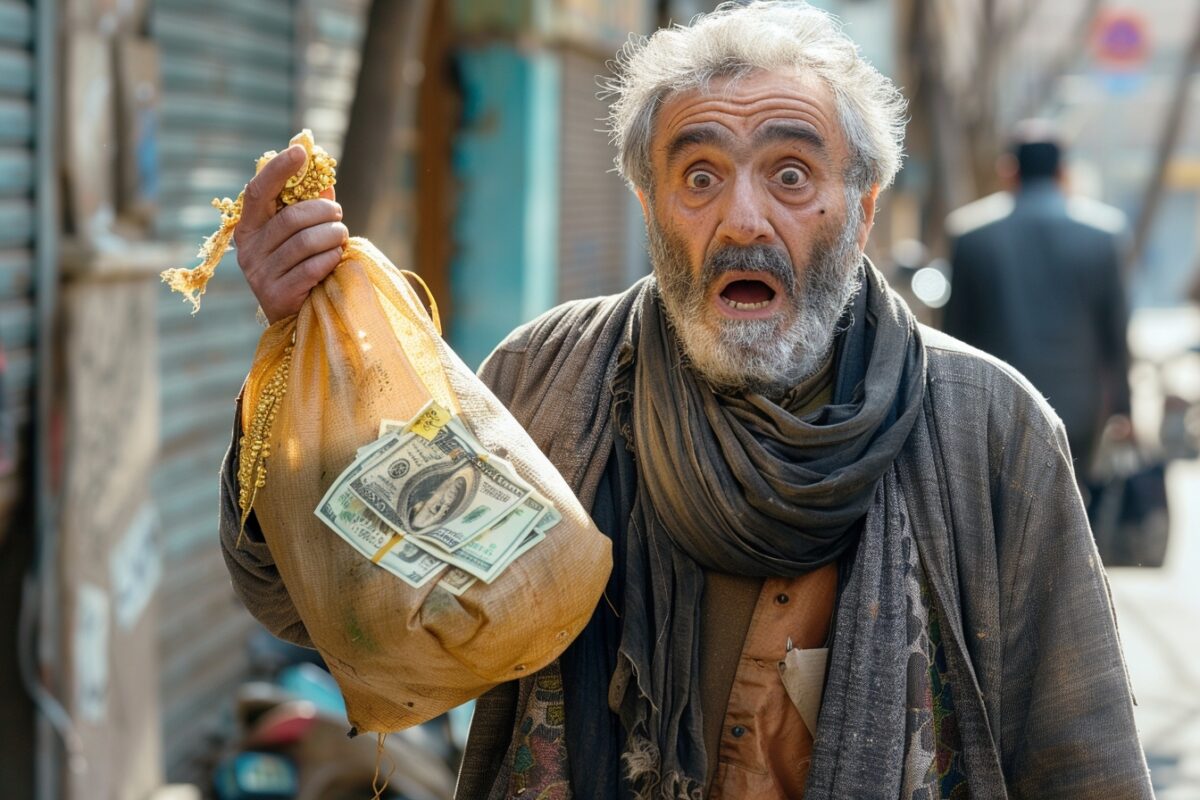 Un homme sans abri en Iran fait une découverte surprenante : 35 000 euros en or et en billets dans une poubelle, voici son histoire